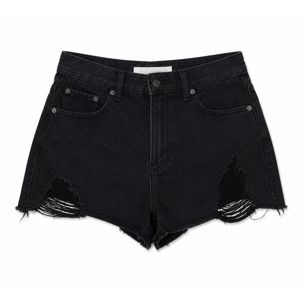 Glassons Black Cut Off Jean Shorts Size 10 Raw Hem Distressed